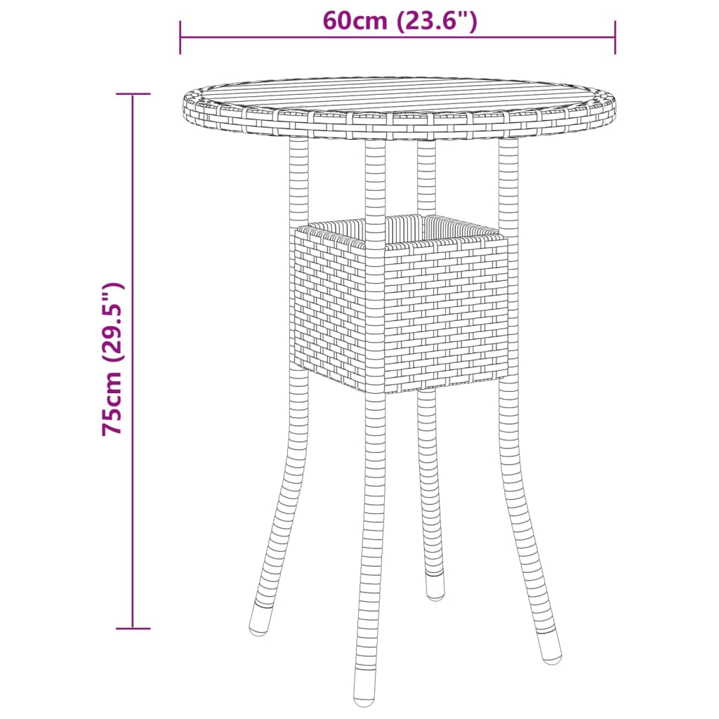 Set Bistrot da Giardino 3 pz Polyrattan e Legno Massello Nero 3095907
