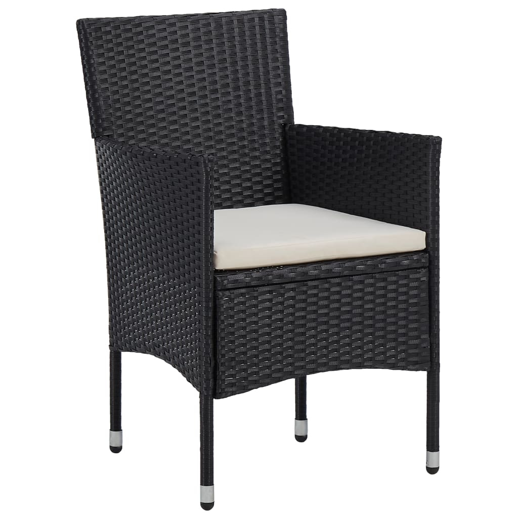 Set Bistrot da Giardino 3 pz Polyrattan e Legno Massello Nero 3095908