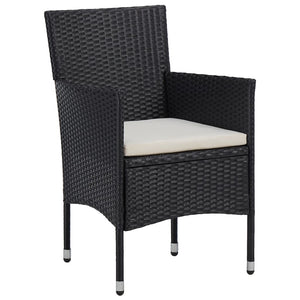 Set Bistrot da Giardino 3 pz Polyrattan e Legno Massello Nero 3095908