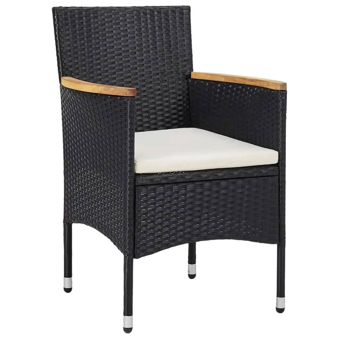 Set Bistrot da Giardino 5 pz Polyrattan e Legno Massello Nero 3095909