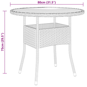 Set Bistrot da Giardino 5 pz Polyrattan e Legno Massello Nero 3095909