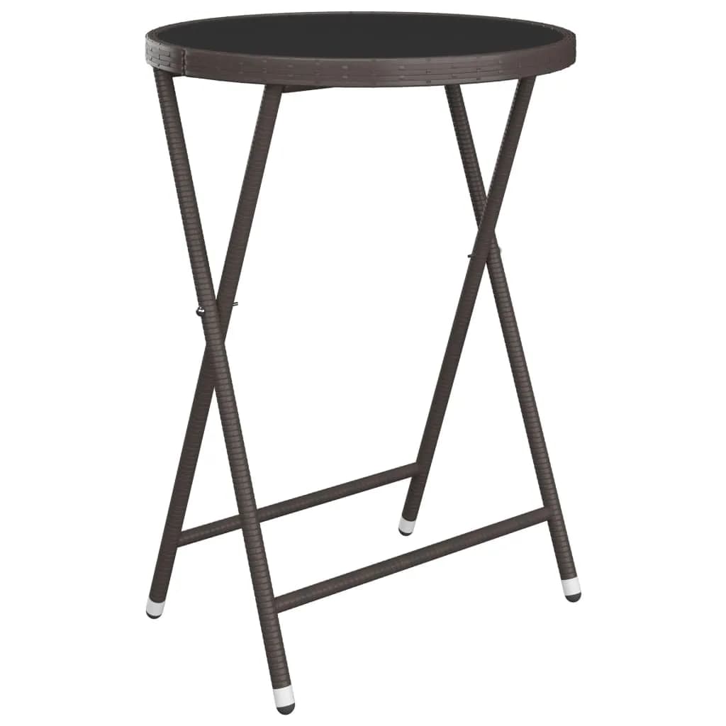 Set Bistrot Giardino 3 pz Polyrattan e Vetro Temperato Marrone