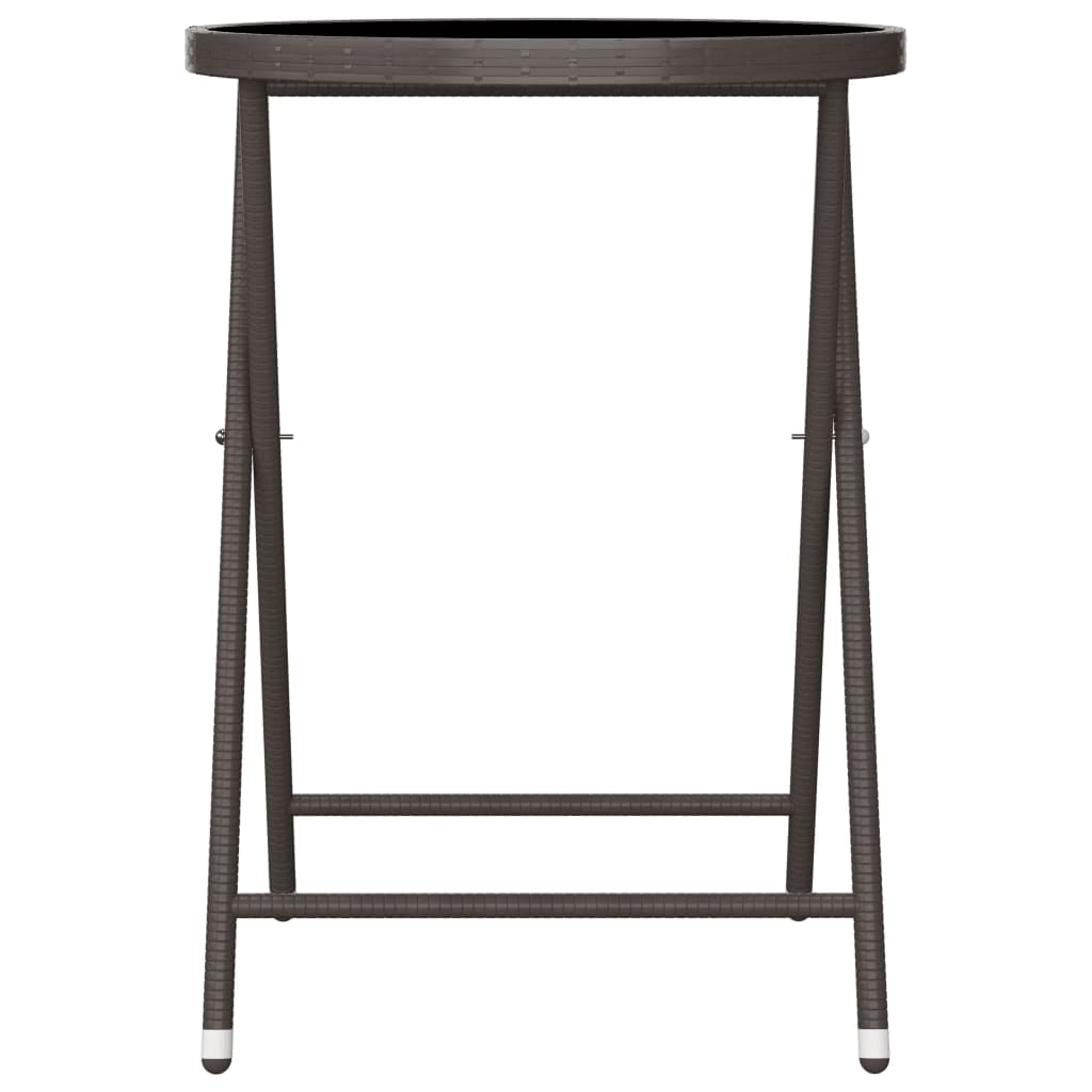 Set Bistrot Giardino 3 pz Polyrattan e Vetro Temperato Marrone