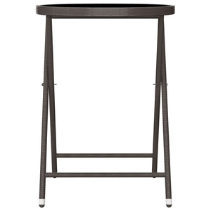 Set Bistrot Giardino 3 pz Polyrattan e Vetro Temperato Marrone