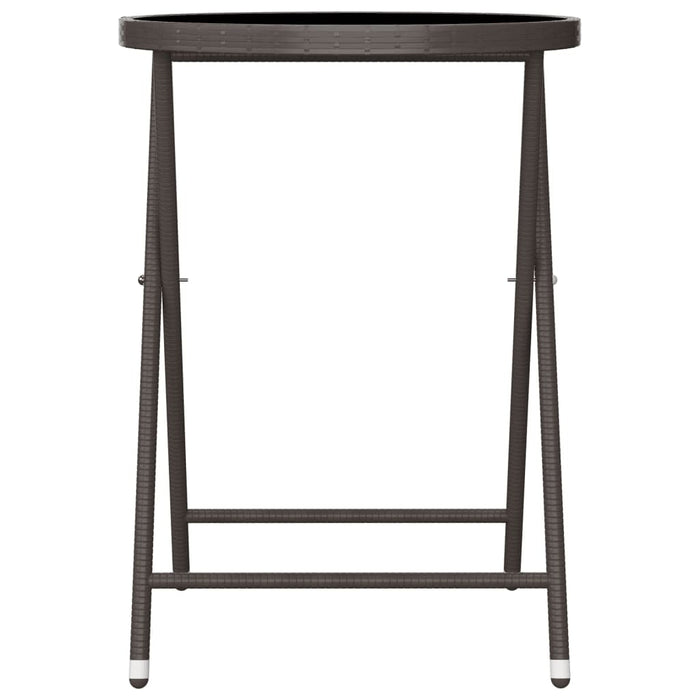 Set Bistrot Giardino 3 pz Polyrattan e Vetro Temperato Marrone