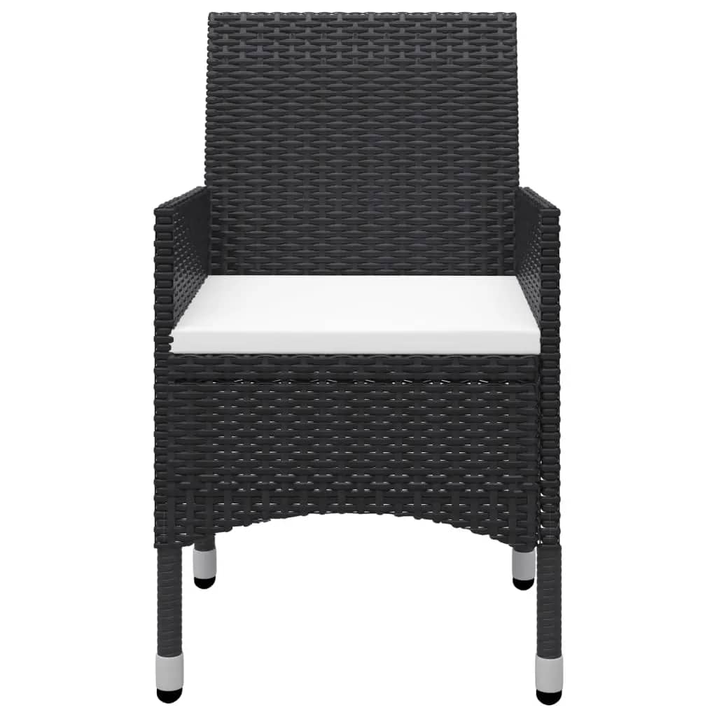 Set Bistrot da Giardino 3 pz Polyrattan e Legno Massello Nero 3095935