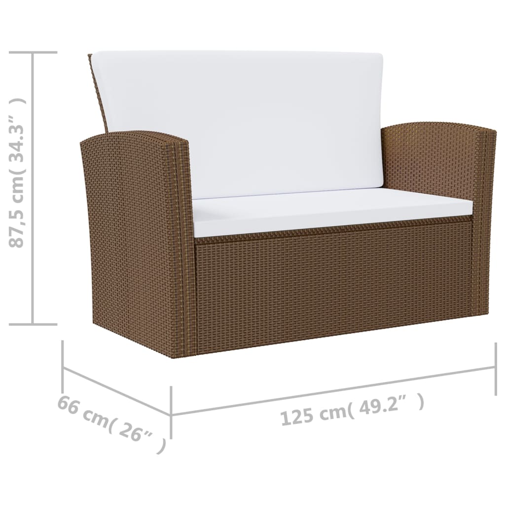 Set Divani da Giardino 16 pz con Cuscini in Polyrattan Marrone 3095944