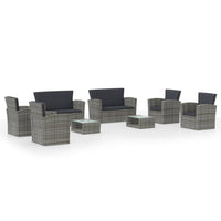 Set Divani da Giardino 8 pz con Cuscini in Polyrattan Grigio cod mxl 38611