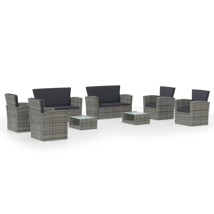 Set Divani da Giardino 8 pz con Cuscini in Polyrattan Grigio cod mxl 38611