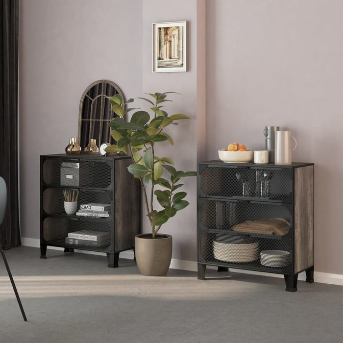 Armadi Portaoggetti 2 pz Grigi 72x36x82 cm Metallo e MDF 3095972