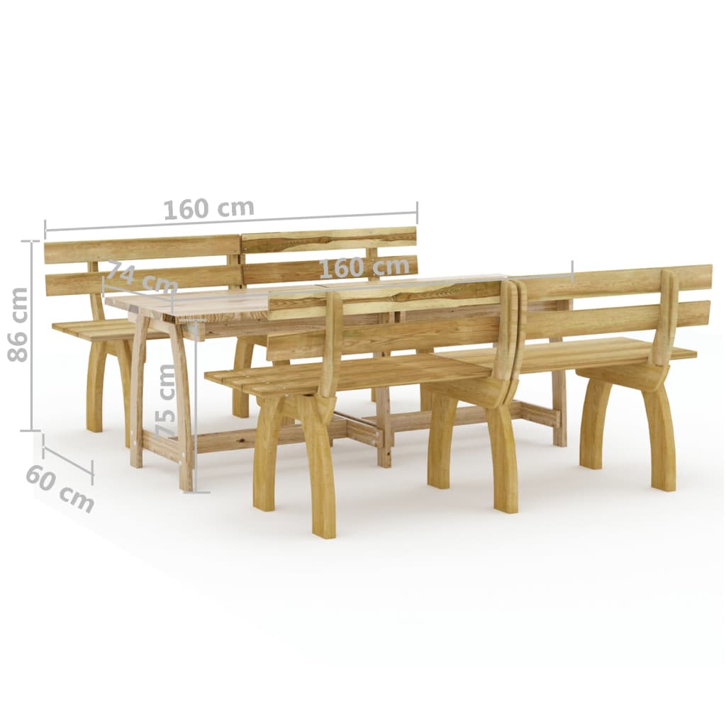 Set da Pranzo da Giardino 3 pz in Legno di Pino Impregnato cod mxl 41694