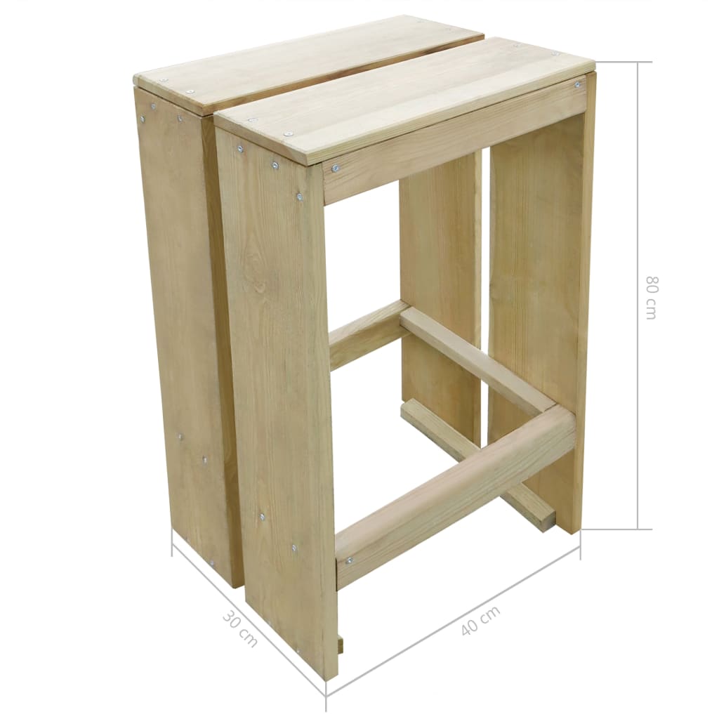 Set BistrÃ² da Giardino 3 pz in Legno di Pino Impregnato cod mxl 35988