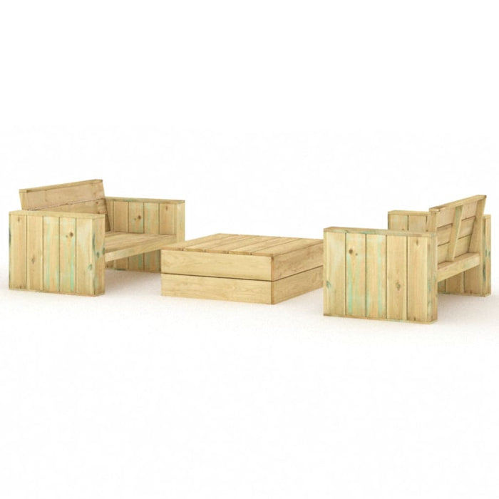Set Salotto da Giardino 3 pz Legno Massello di Pino Impregnato cod mxl 35961