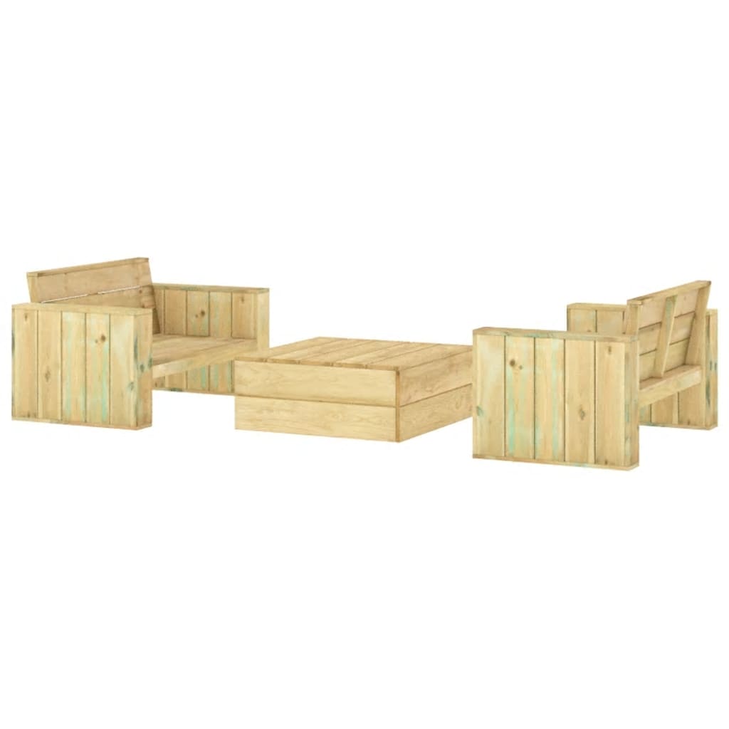 Set Salotto da Giardino 3 pz Legno Massello di Pino Impregnato cod mxl 35961