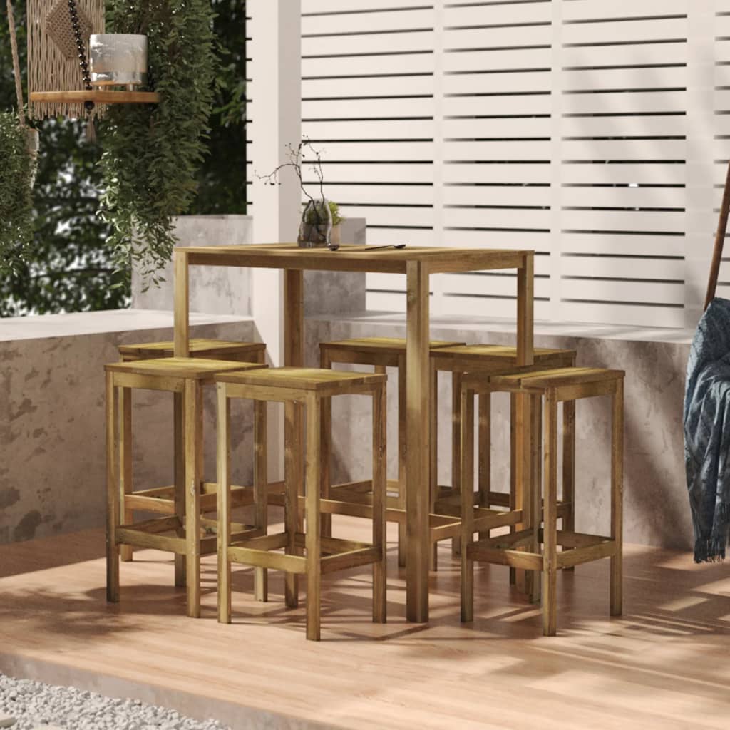 Set BistrÃ² da Giardino 7 pz in Legno di Pino Impregnato cod mxl 35985
