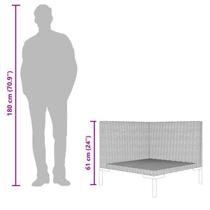 Divano da Giardino con Cuscini in Polyrattan Mezzo Tondo 318601