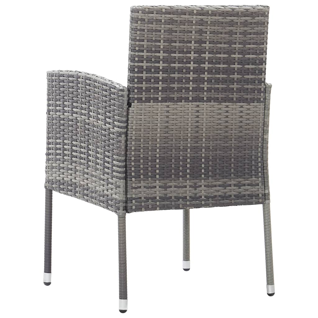 Sedie Giardino con Cuscini Grigio Scuro 4 pz Grigie Polyrattan 318708