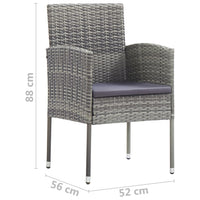 Sedie Giardino con Cuscini Grigio Scuro 4 pz Grigie Polyrattan 318708