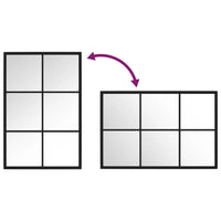 Specchio da Parete-Specchio a Muro-Specchio Decorativo Nero 60x40 cm in Metallo