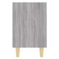 Comodino con Gambe in Legno Massello Grigio Sonoma 40x30x50 cm 813100