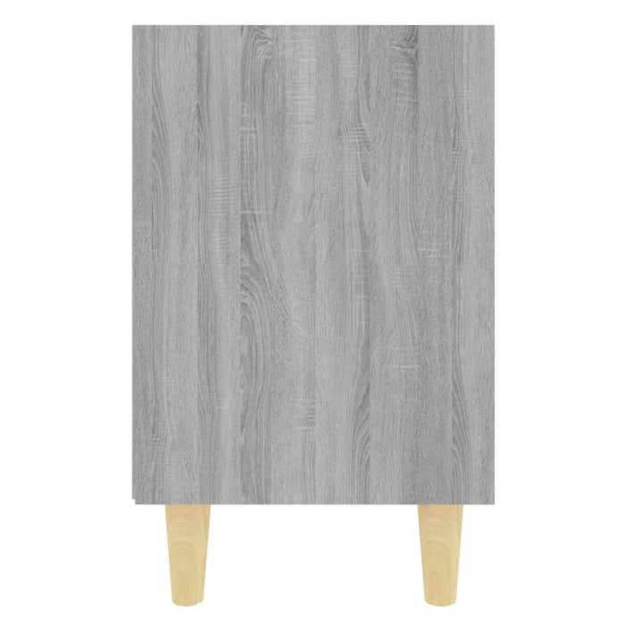 Comodino con Gambe in Legno Massello Grigio Sonoma 40x30x50 cm 813100