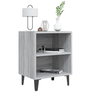 Comodino con Gambe in Metallo-Tavolino da notte Grigio Sonoma 40x30x50 cm 151623