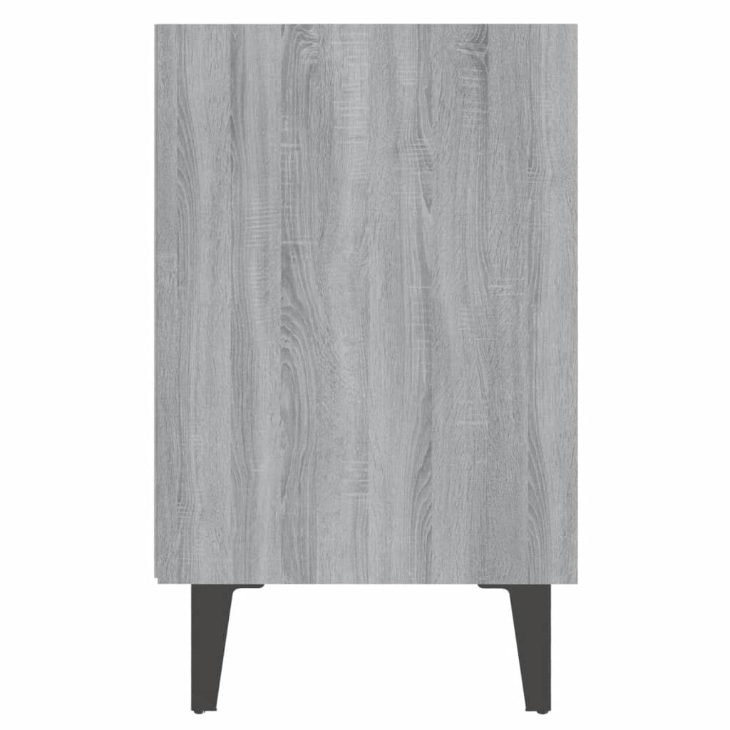 Comodino con Gambe in Metallo-Tavolino da notte Grigio Sonoma 40x30x50 cm 151623