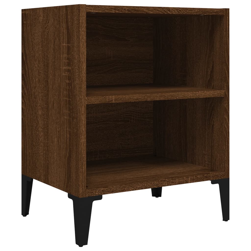 Comodino con Gambe in Metallo Rovere Marrone 40x30x50 cm cod mxl 30439