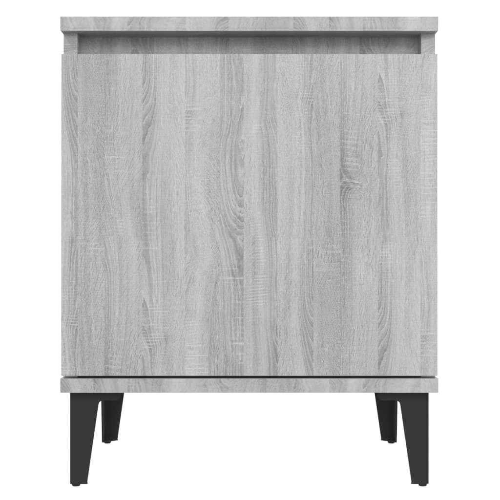 Comodino con Gambe in Metallo-Tavolino da notte Grigio Sonoma 40x30x50 cm 633412