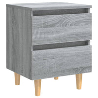 Comodino con Gambe in Legno Massello-Tavolino da notte Grigio Sonoma 40x30x50 cm 649890