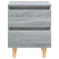 Comodino con Gambe in Legno Massello Grigio Sonoma 40x30x50 cm 813124