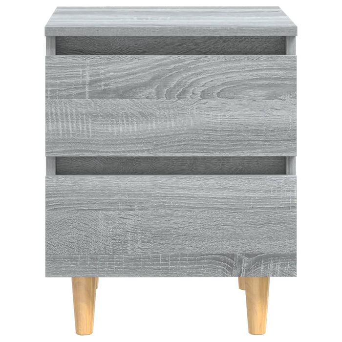 Comodino con Gambe in Legno Massello Grigio Sonoma 40x30x50 cm 813124