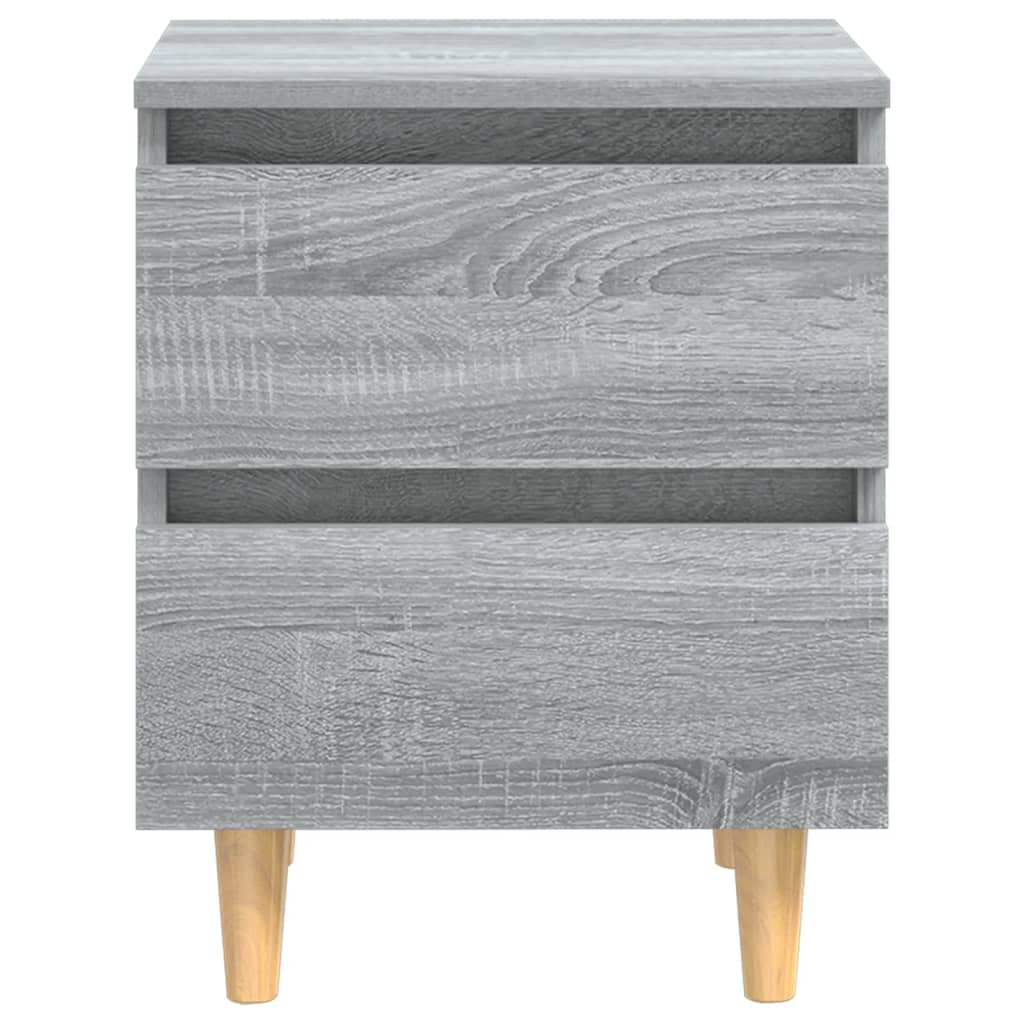 Comodino con Gambe in Legno Massello-Tavolino da notte Grigio Sonoma 40x30x50 cm 649890