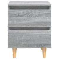 Comodini Gambe in Legno Massello 2 pz Grigio Sonoma 40x30x50 cm 813125