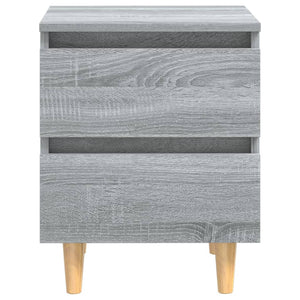 Comodini Gambe in Legno Massello 2 pz Grigio Sonoma 40x30x50 cm 813125