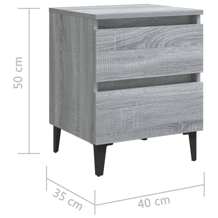Comodino con Gambe in Metallo Grigio Sonoma 40x35x50 cm cod mxl 31309