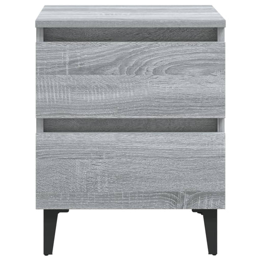 Comodini con Gambe in Metallo 2 pz-Set di 2 Tavolino da notte Grigio Sonoma 40x35x50 cm
