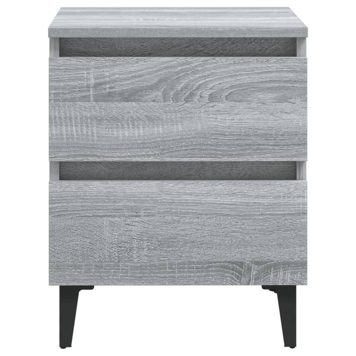 Comodini con Gambe in Metallo 2 pz-Set di 2 Tavolino da notte Grigio Sonoma 40x35x50 cm