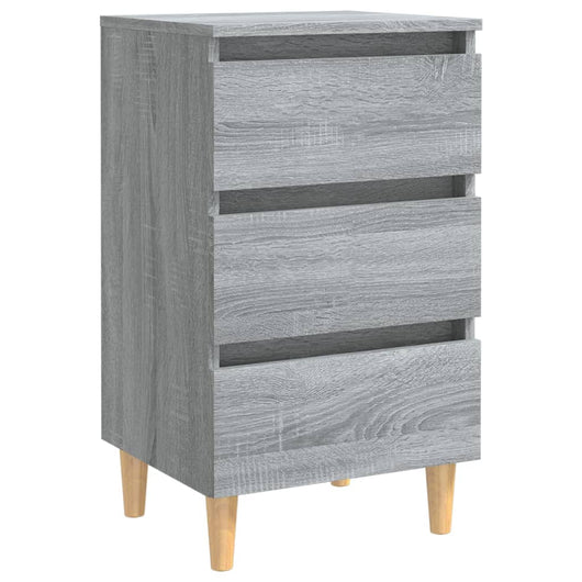 Comodino con Gambe in Legno-Tavolino da notte Massello Grigio Sonoma 40x35x69 cm