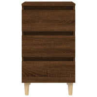 Comodino con Gambe in Legno Massello Rovere Marrone 40x35x69 cm 813138