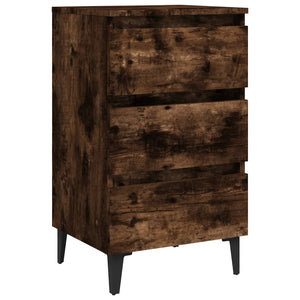 Comodino con Gambe in Metallo Rovere Fumo 40x35x69 cm 813140