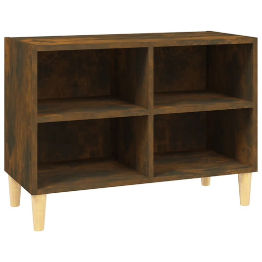 Mobile TV con Gambe-Credenza TV-Console TV in Legno Massello Rovere Fumo 69,5x30x50 cm