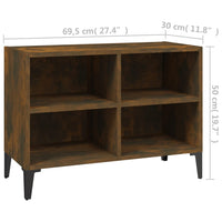 Mobile TV con Gambe-Credenza TV-Console TV in Metallo Rovere Fumo 69,5x30x50 cm