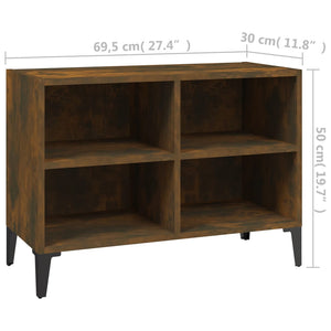 Mobile TV con Gambe-Credenza TV-Console TV in Metallo Rovere Fumo 69,5x30x50 cm