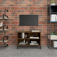 Mobile TV con Gambe-Credenza TV-Console TV in Metallo Rovere Fumo 69,5x30x50 cm
