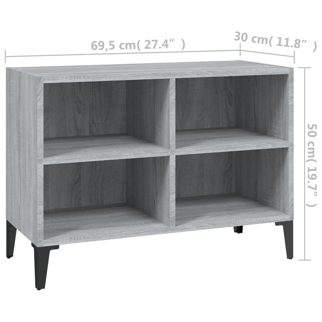 Mobile TV con Gambe-Credenza TV-Console TV in Metallo Grigio Sonoma 69,5x30x50 cm