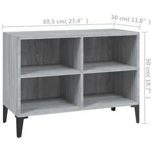 Mobile TV con Gambe-Credenza TV-Console TV in Metallo Grigio Sonoma 69,5x30x50 cm
