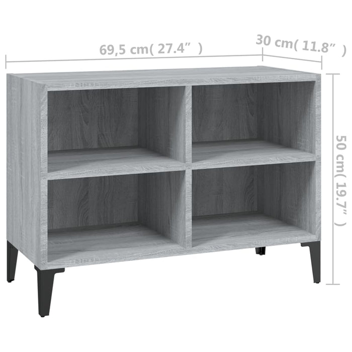 Mobile TV con Gambe-Credenza TV-Console TV in Metallo Grigio Sonoma 69,5x30x50 cm