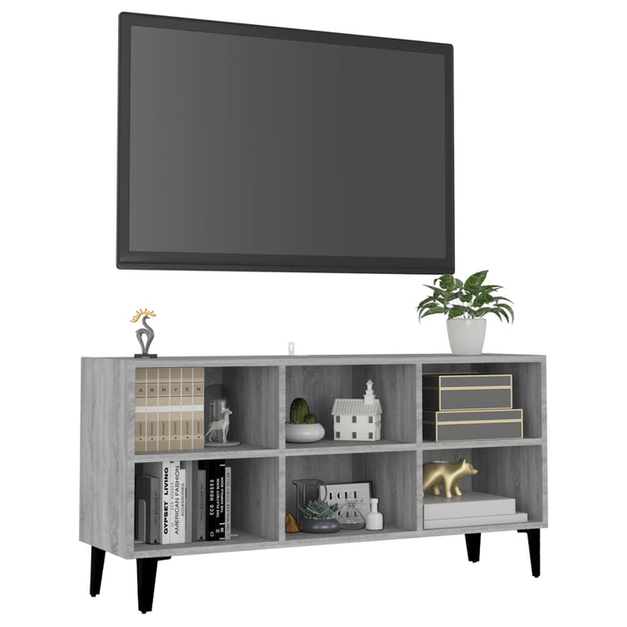 Mobile TV con Gambe-Credenza TV-Console TV in Metallo Grigio Sonoma 103,5x30x50 cm