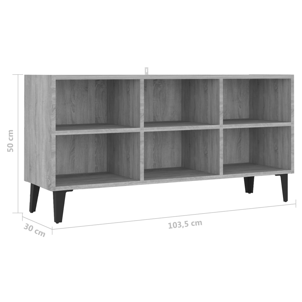 Mobile TV con Gambe-Credenza TV-Console TV in Metallo Grigio Sonoma 103,5x30x50 cm